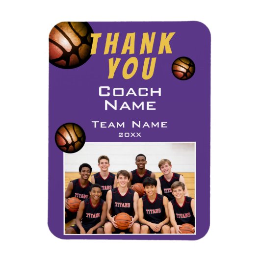 Modernes Basketball-Teamfoto Trainer Magnet (Vertikal)