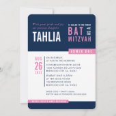 MODERNES BAT MITZVAH fett gestrichene Blockmarinad Einladung (Vorderseite)
