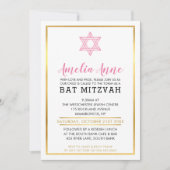 MODERNES BAT MITZVAH INVITE Goldener rosa jüdische Einladung (Vorderseite)