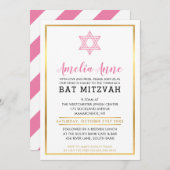 MODERNES BAT MITZVAH INVITE Goldener rosa jüdische Einladung (Vorne/Hinten)