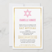 MODERNES BAT MITZVAH INVITE Goldener rosa jüdische Einladung (Vorderseite)