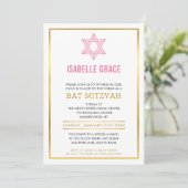 MODERNES BAT MITZVAH INVITE Goldener rosa jüdische Einladung (Stehend Vorderseite)