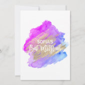 Modernes Bat Mitzvah Lila Blue Einladung (Rückseite)