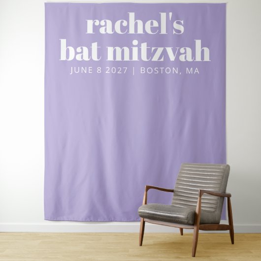 Modernes Bat Mitzvah Lila kundenspezifisches Foto  Wandteppich (Beispiel)