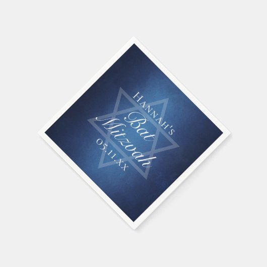 Modernes Bat Mitzvah Party Blue Star von David Cus Serviette (Ecke)
