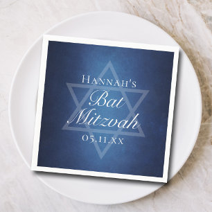 Modernes Bat Mitzvah Party Blue Star von David Cus Serviette