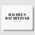 Modernes Bat Mitzvah Schwarz-Weiß Personalisiert Gästebuch<br><div class="desc">Modernes Bat Mitzvah Schwarz/Weiß Personalisiertes Gästebuch</div>