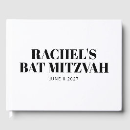 Modernes Bat Mitzvah Schwarz-Weiß Personalisiert Gästebuch