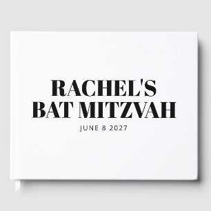 Modernes Bat Mitzvah Schwarz-Weiß Personalisiert Gästebuch