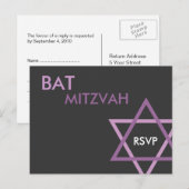 Modernes Bat Mitzvah UAWG Postcard Einladungspostkarte (Vorne/Hinten)
