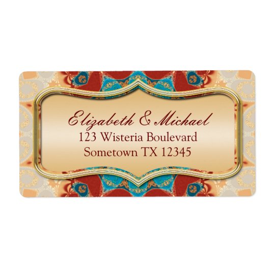 Modernes Batik Gold-Hochzeitaufkleber (Vorne)