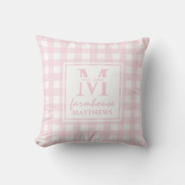 Modernes Bauernhaus Baby Pink Large Gingham Custom Kissen