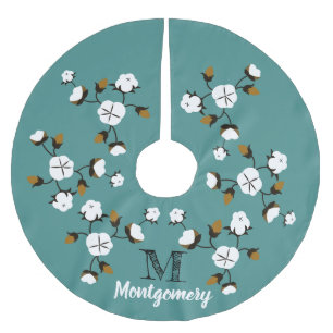 Modernes Bauernhaus Baumwolle Blume & Aquamarin Polyester Weihnachtsbaumdecke