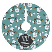 Modernes Bauernhaus Baumwolle Blume & Aquamarin Polyester Weihnachtsbaumdecke (Vorderseite)