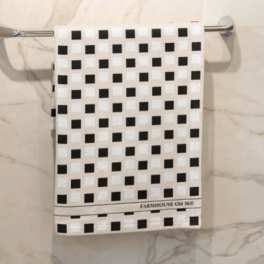 Modernes Bauernhaus Beige Black Bath Handtuch Set