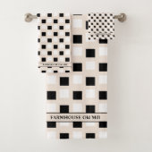 Modernes Bauernhaus Beige Black Bath Handtuch Set (Insitu)