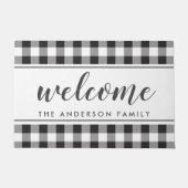 Modernes Bauernhaus Black Buffalo Kariert Empfang Fußmatte (Vorderseite)