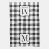 Modernes Bauernhaus Black Buffalo Karo Mit Monogra Geschirrtuch (Vertikal)