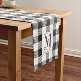 Modernes Bauernhaus Black Buffalo Karo Mit Monogra Kurzer Tischläufer