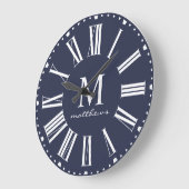 Modernes Bauernhaus Blaue Familie Name Große Uhr (Winkel)