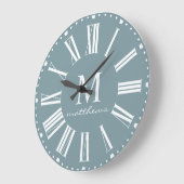 Modernes Bauernhaus Blaue Familie Name Große Uhr (Winkel)