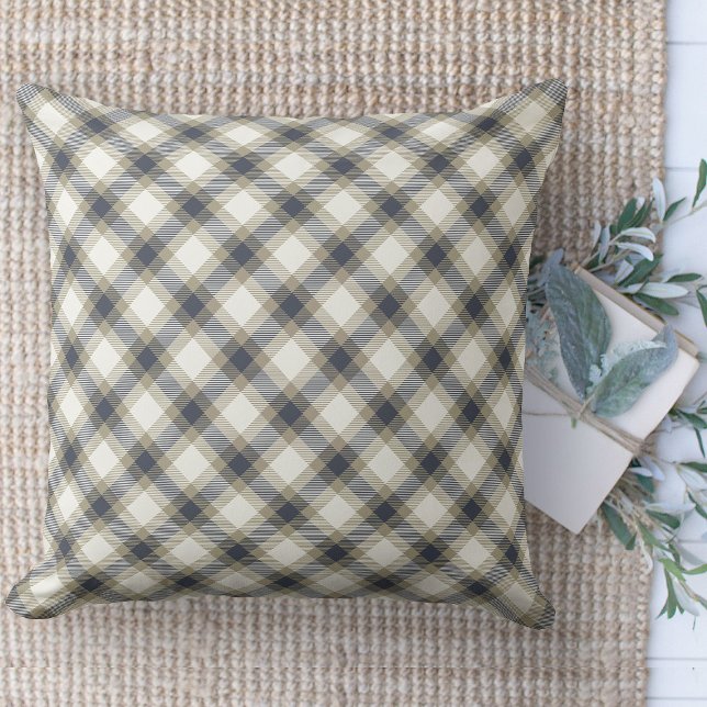 Modernes Bauernhaus Blue & Beige Couch Kissen (throw pillow farmhouse pillows country blue, tan and cream plaid throw pillow )