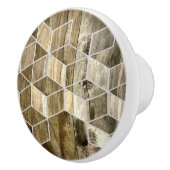 Modernes Bauernhaus Braun Holz Geometrie Muster Keramikknauf (Rechts)