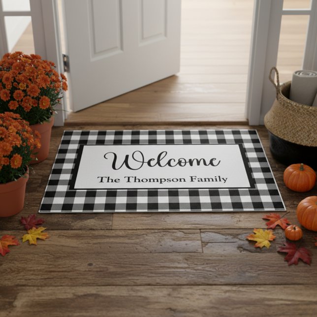Modernes Bauernhaus Buffalo Kariert Empfang Fußmatte (Modern Farmhouse Buffalo Plaid Welcome Doormat)