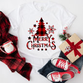 Modernes Bauernhaus Buffalo Kariert Frohe Weihnach T-Shirt