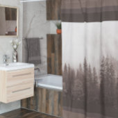 Modernes Bauernhaus Cabin Brown Tree Forest Duschvorhang