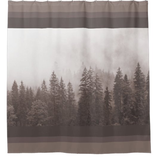 Modernes Bauernhaus Cabin Brown Tree Forest Duschvorhang (Vorderseite)