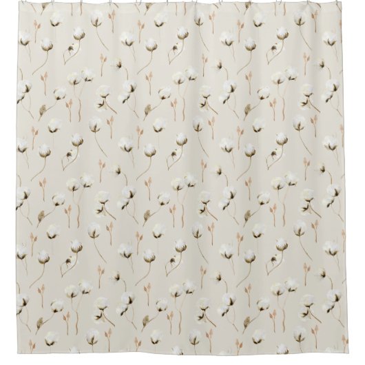 Modernes Bauernhaus Cotton Boll Branchen Wasserfar Duschvorhang (Vorderseite)