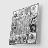 Modernes Bauernhaus Familie Rustikale FotoCollage Quadratische Wanduhr (Winkel)