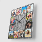 Modernes Bauernhaus Familie Rustikale FotoCollage Quadratische Wanduhr (Winkel)