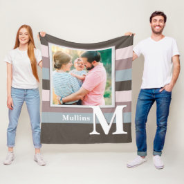 Modernes Bauernhaus Familienname Foto Monogramm Fleecedecke