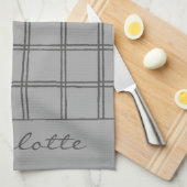 Modernes Bauernhaus Grau Kariert Personalisiert Ru Geschirrtuch (Viertel Falte)