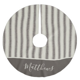 Modernes Bauernhaus Grau Ticken Weihnachten Polyester Weihnachtsbaumdecke