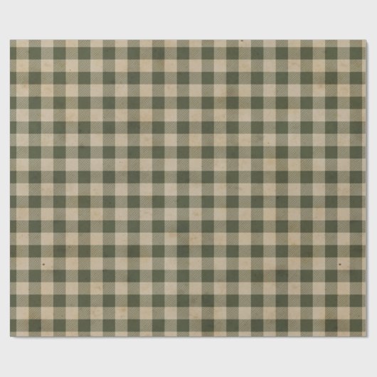 Modernes Bauernhaus Green Kariert Kraft Geschenkpapier (Flach)
