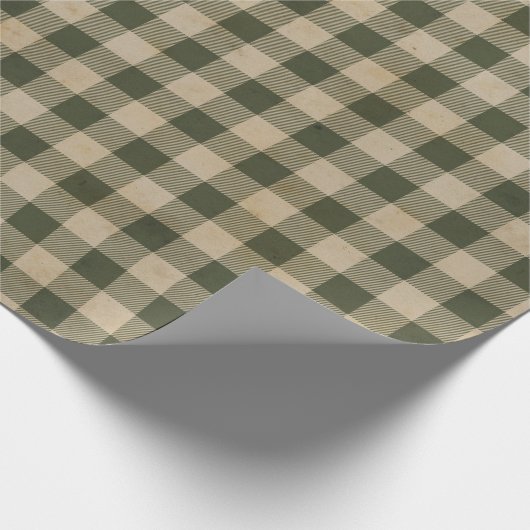Modernes Bauernhaus Green Kariert Kraft Geschenkpapier (Ecke)