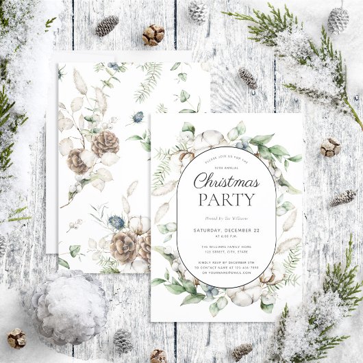 Modernes Bauernhaus Grüne Weihnachten Party Einladung