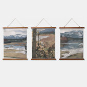 Modernes Bauernhaus Landschaft Kunst Wandteppich Mit Holzrahmen (Dreifach)