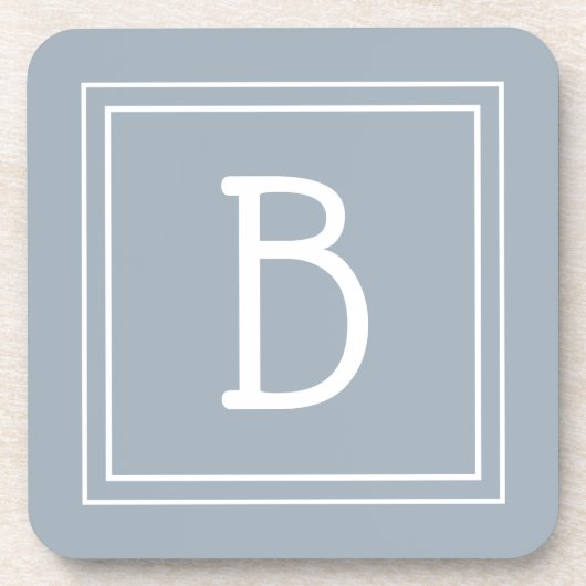 Modernes Bauernhaus Mit Monogramm Blue & White Ini Getränkeuntersetzer (Vorderseite)