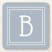 Modernes Bauernhaus Mit Monogramm Blue & White Ini Rechteckiger Pappuntersetzer (Vorderseite)