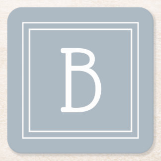 Modernes Bauernhaus Mit Monogramm Blue & White Ini Rechteckiger Pappuntersetzer