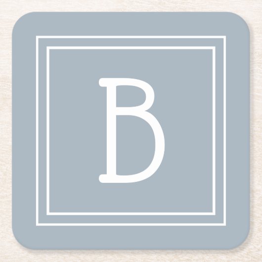 Modernes Bauernhaus Mit Monogramm Blue & White Ini Rechteckiger Pappuntersetzer (Vorderseite)