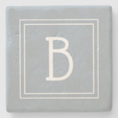 Modernes Bauernhaus Mit Monogramm Blue & White Ini Steinuntersetzer (Vorderseite)