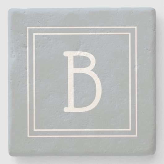 Modernes Bauernhaus Mit Monogramm Blue & White Ini Steinuntersetzer (Vorderseite)