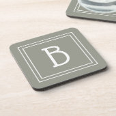 Modernes Bauernhaus Mit Monogramm Evergreen & Whit Getränkeuntersetzer (Linke Seite)