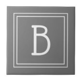 Modernes Bauernhaus Mit Monogramm Gray & White Ini Fliese (Vorderseite)