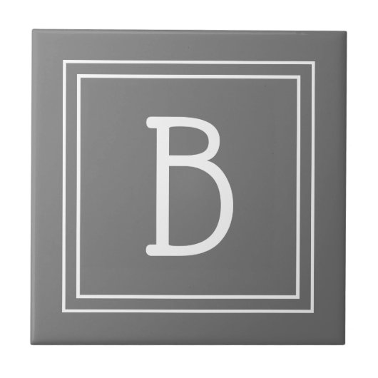 Modernes Bauernhaus Mit Monogramm Gray & White Ini Fliese (Vorderseite)